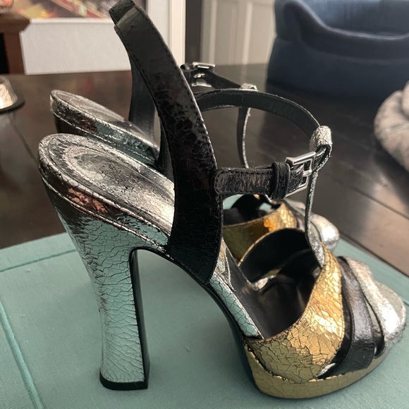 Michael Kors Strappy Platform Heel - Black Gold and Silver - Picture 6 of 9